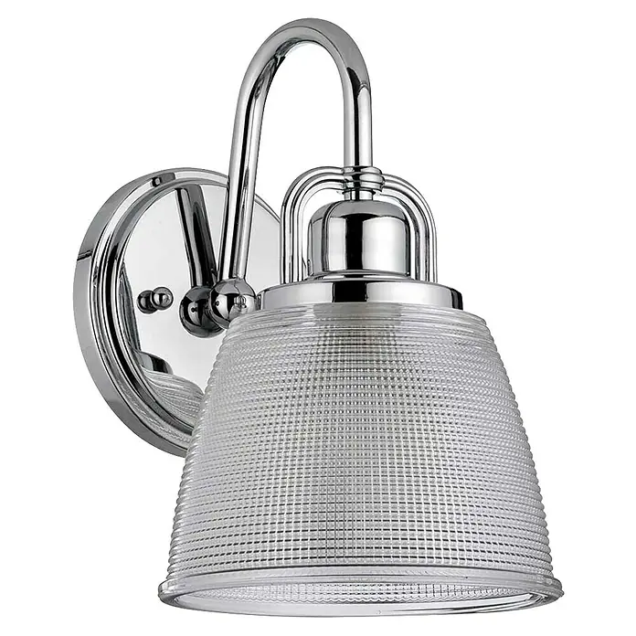 Elstead LED-Wandleuchte Dublin - 3 W, L x B x H: 20 x 16,5 x 24,6 cm, Chrom - Elegante Wandleuchte mit verchromtem Finish und geriffeltem Glasschirm, ideal für Badezimmer oder Flure. Stilvolle Beleuchtung für jedes Zuhause.