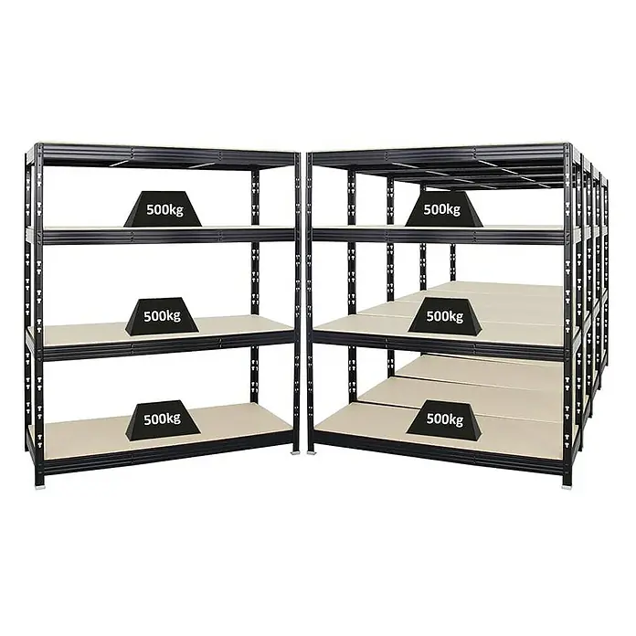 Proregal Schwerlastregal Mega Deal Profi RHINO - H x B x T: 180 x 160 x 60 cm, Traglast pro Boden: 500 kg, Anzahl Böden: 4 Stk., Stecken, Schwarz - Schwerlastregal mit mehreren Ebenen, jeweils mit 500 kg belastbar, ideal für Lagerung.
