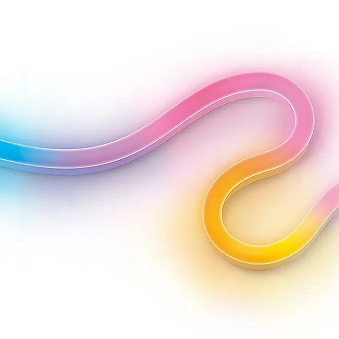 Philips Wiz Smart-LED-Band Neon - Länge: 3 m, RGBW, 24 W, 150 lm - Farbiger LED-Streifen, der sich sanft schlängelt und ein modernes, dynamisches Lichtelement für jeden Raum darstellt.