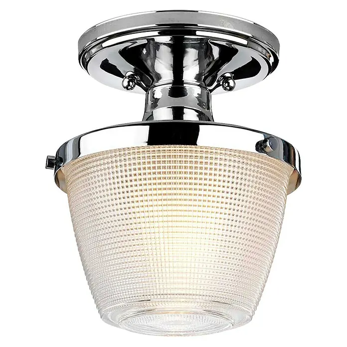 Elstead Deckenleuchte Dublin - 40 W, L x B x H: 18,2 x 18,2 x 20,5 cm, Chrom, E27 - Moderne Deckenleuchte mit verchromtem Finish und einem strukturierten Glasschirm, die ein warmes und einladendes Licht verbreitet.