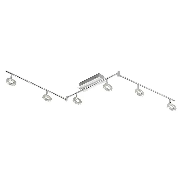 Paul Neuhaus LED-Deckenleuchte - 36 W, L x B x H: 177 x 127,5 x 22 cm, Silber, Warmweiß - Moderne Chrom-Deckenleuchte mit sechs verstellbaren Strahlern für flexible Beleuchtung. Stilvolles Design für jeden Raum.