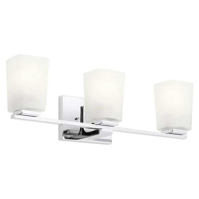 Elstead LED-Wandleuchte Roehm - 3 W, L x B x H: 15,9 x 58,4 x 18,3 cm, Silber - Diese moderne Badezimmerleuchte verfügt über drei zylindrische Lampenschirme, die ein sanftes, diffuses Licht abgeben.