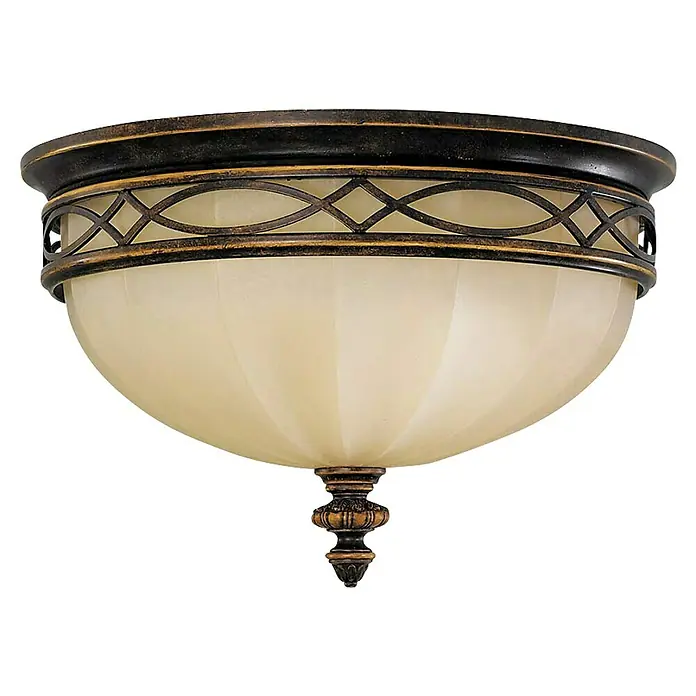 Elstead Deckenleuchte Drawing Room - 60 W, L x B x H: 35,6 x 35,6 x 22,9 cm, Walnuss, E27 - Elegante Deckenleuchte mit Bronze-Akzenten und einem cremefarbenen Lampenschirm, die eine warme und einladende Atmosphäre schafft.