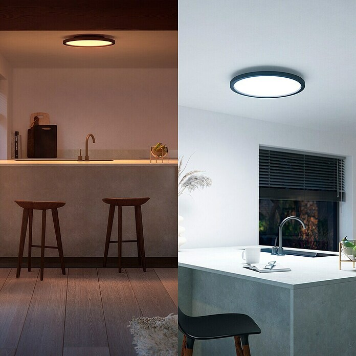 Philips Hue LED-Panel rund White Ambience Aurelle (21 W, Ø x H: 39,5 x 4,7 cm, Schwarz, Schwarz, Warmweiß) | BAUHAUS