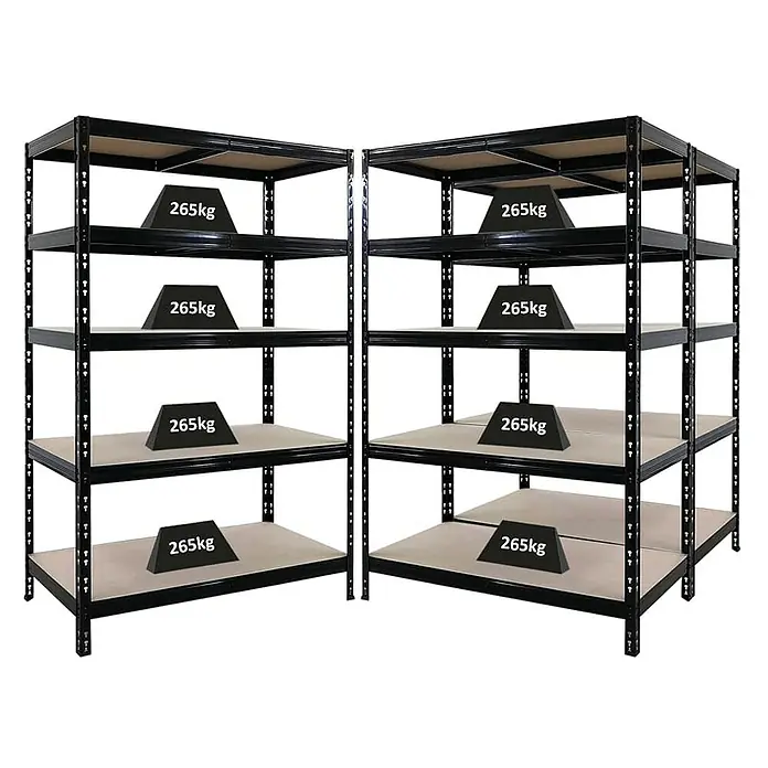 Proregal Schwerlastregal Mega Deal 3x Tiger - H x B x T: 180 x 120 x 60 cm, Traglast pro Boden: 265 kg, Anzahl Böden: 5 Stk., Stecken, Schwarz - Schwerlastregale mit je 265 kg Gewichten auf jeder Ebene. Das robuste Regalsystem bietet viel Stauraum für schwere Gegenstände.