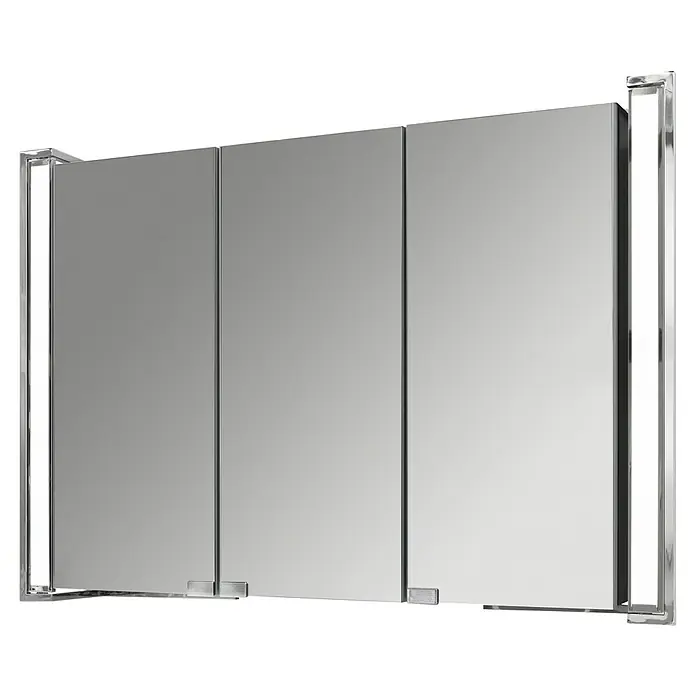 Camargue LED-Spiegelschrank Flexilight - B x H: 92,3 x 65 cm, Grafit - Ein dreitüriger Badezimmerspiegelschrank mit verchromtem Rahmen. Der Spiegelschrank bietet praktischen Stauraum im Badezimmer.