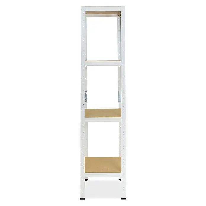 shelfplaza Schwerlastregal HOME - H x B x T: 200 x 50 x 50 cm, Traglast pro Boden: 175 kg, Stecken, weiß - Ein weißes Metallregal mit drei Regalböden. Das Regal ist leer und für die Lagerung von Gegenständen konzipiert.