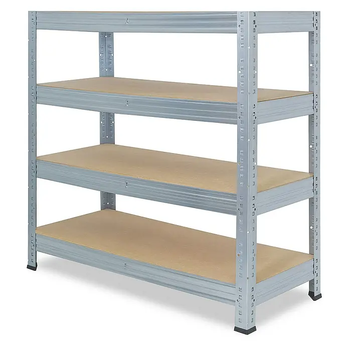 shelfplaza Schwerlastregal PRO - H x B x T: 115 x 120 x 40 cm, Traglast pro Boden: 200 kg, Stecken, verzinkt - Ein Metallregal mit drei Regalböden aus Holz. Das Regal ist ideal für die Lagerung von Gegenständen im Haus oder in der Garage.