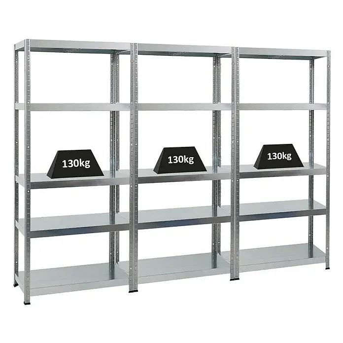 Proregal Metallregal Mega Deal Steel Eagle - Traglast pro Boden: 130 kg, Anzahl Böden: 5 Stk., Stecken, Verzinkt - Metallregal mit fünf Ebenen, jede Ebene ist mit 130 kg belastbar. Ideal für Lagerung und Organisation.