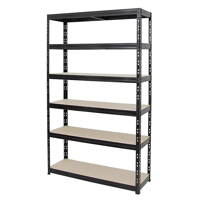 Proregal Schwerlastregal Giant Tiger - H x B x T: 200 x 120 x 40 cm, Traglast pro Boden: 265 kg, Anzahl Böden: 6 Stk., Stecken, Schwarz - Schwarzes Metallregal mit sechs Regalböden zur Aufbewahrung und Organisation von Gegenständen.