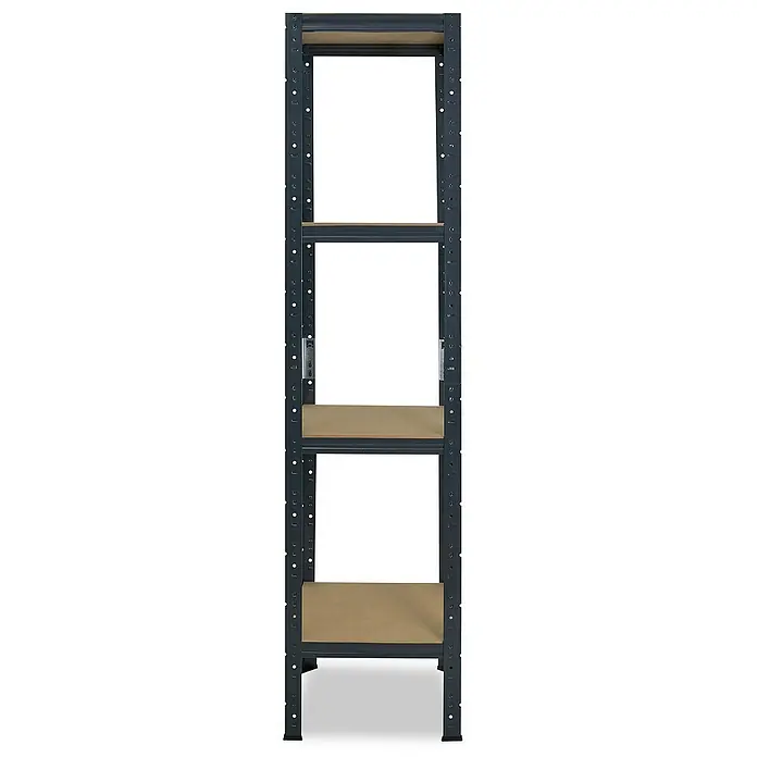 shelfplaza Schwerlastregal HOME - H x B x T: 200 x 50 x 50 cm, Traglast pro Boden: 175 kg, Stecken, anthrazit - Metallregal mit vier Regalböden. Das Regal ist dunkelgrau und die Regalböden sind aus hellem Holz. Ideal für Lagerung und Ordnung.