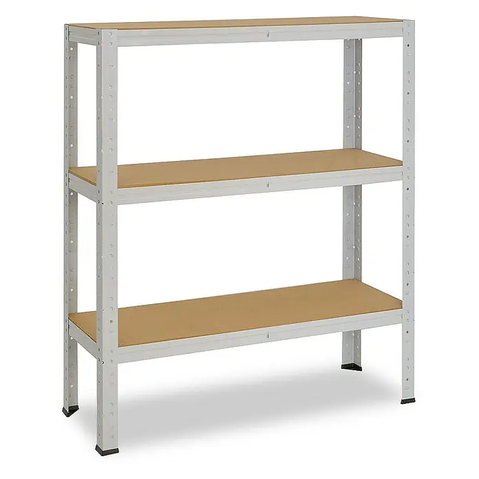 shelfplaza Schwerlastregal OFFICE - H x B x T: 100 x 70 x 60 cm, Traglast pro Boden: 175 kg, Stecken, lichtgrau - Metallregal mit drei Regalböden aus Holz für Lager- oder Werkstattbedarf. Praktisches und robustes Regal zur Aufbewahrung.