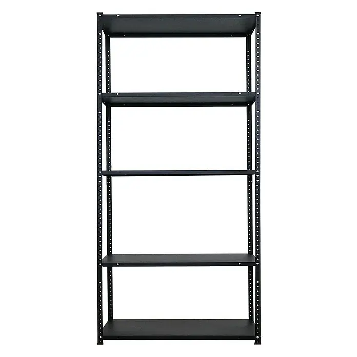 Proregal Metallregal Mega Deal Schraubregal Haldor - H x B x T: 180 x 90 x 40 cm, Traglast pro Boden: 100 kg, Anzahl Böden: 5 Stk., Schrauben, Schwarz - Schwarzes Schwerlastregal mit fünf Regalböden. Ideal zur Lagerung von Waren oder zur Organisation von Räumen.