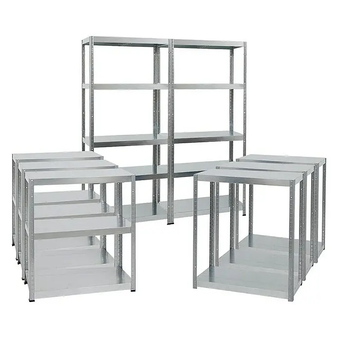 Proregal Metallregal Mega Deal Steel Eagle - Traglast pro Boden: 130 kg, Anzahl Böden: 5 Stk., Stecken, Verzinkt - Silberne Metallregale in verschiedenen Größen, ideal für Lagerung und Organisation in Werkstatt oder Keller. Robust und vielseitig.