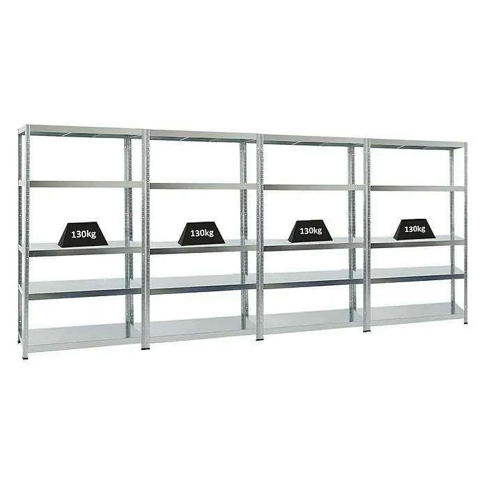Proregal Metallregal Mega Deal Steel Eagle - Traglast pro Boden: 130 kg, Anzahl Böden: 5 Stk., Stecken, Verzinkt - Metallregale mit vier Ebenen, jede belastbar mit 130 kg, ideal für Lagerung und Ordnung in Werkstatt oder Lagerraum.