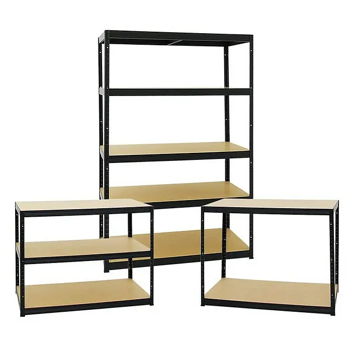 Proregal Schwerlastregal Mega Deal Big Elephant M - Traglast pro Boden: 250 kg, Anzahl Böden: 5 Stk., Stecken, Schwarz - Metallregale mit Holzregalböden in verschiedenen Größen. Praktische und robuste Regalsysteme zur Lagerung.