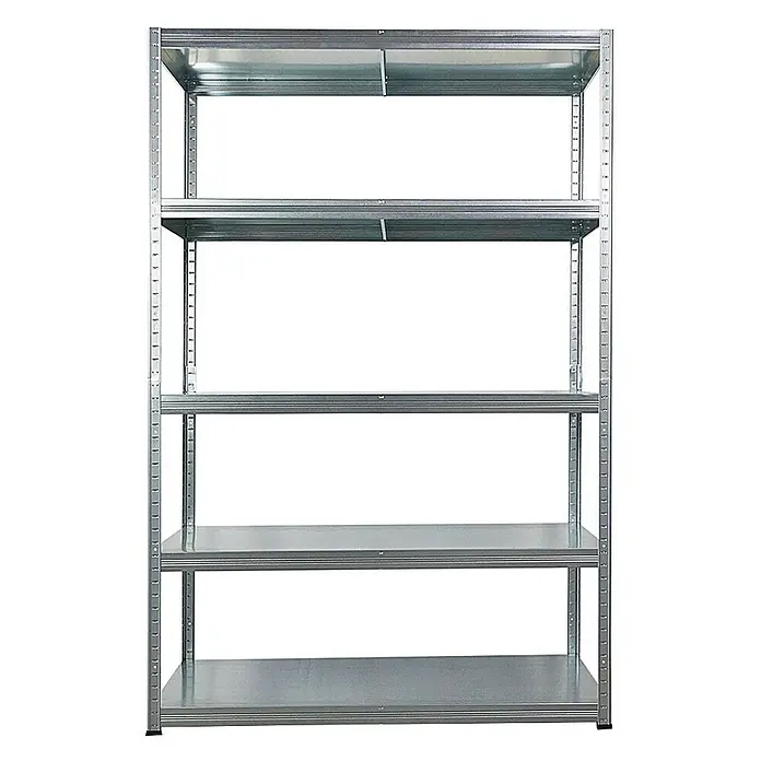 Proregal Metallregal Steel Eagle - Traglast pro Boden: 130 kg, Anzahl Böden: 5 Stk., Stecken, Verzinkt - Regal mit fünf Ebenen aus Metall. Das Regal eignet sich ideal für die Lagerung von Gegenständen in Garage, Keller oder Abstellraum.