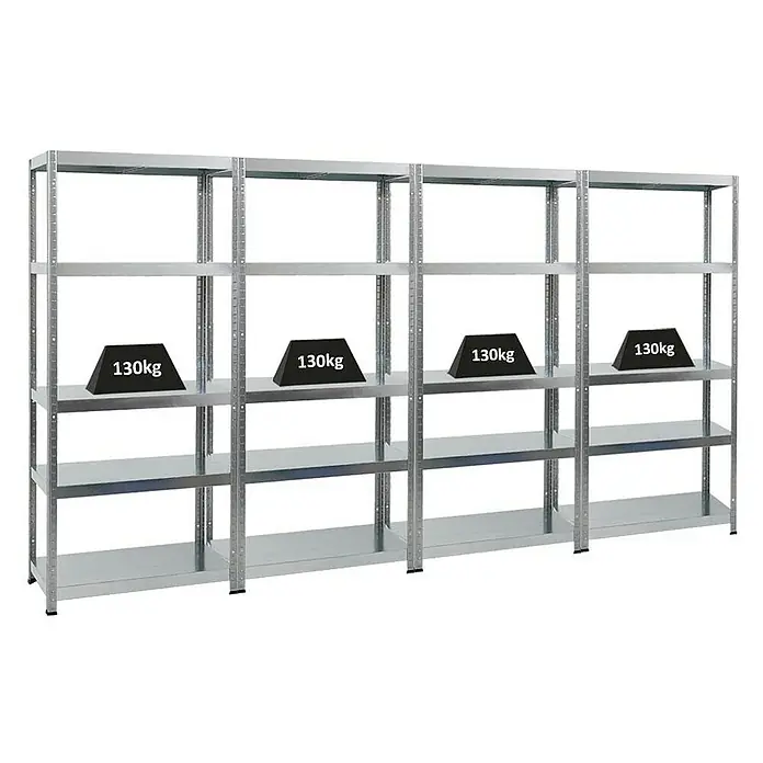 Proregal Metallregal Mega Deal Steel Eagle - Traglast pro Boden: 130 kg, Anzahl Böden: 5 Stk., Stecken, Verzinkt - Metallregal mit vier Regalböden und einer Traglast von 130 kg pro Ebene für Lager und Organisation.