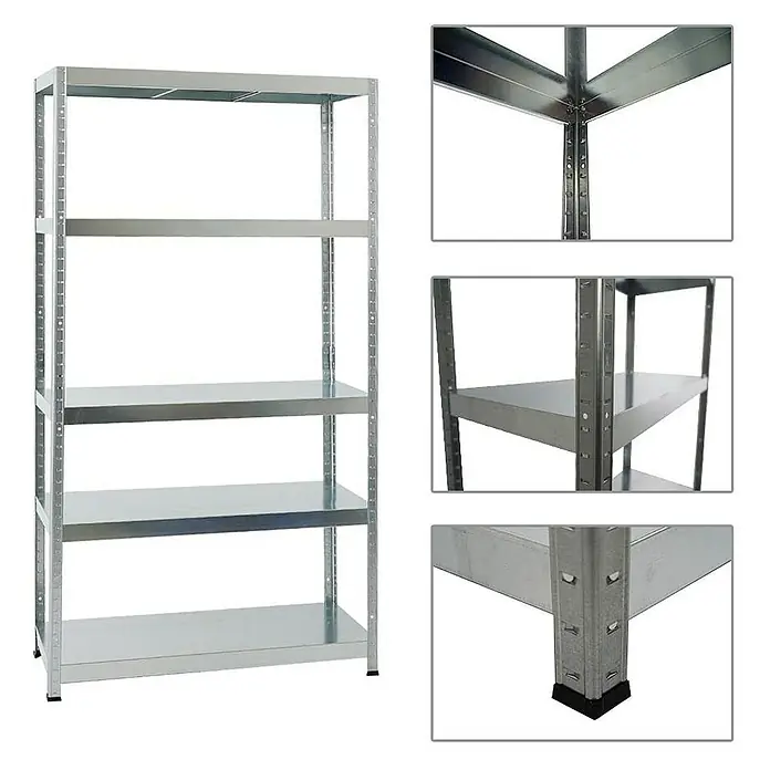 Proregal Metallregal Mega Deal Steel Eagle - Traglast pro Boden: 130 kg, Anzahl Böden: 5 Stk., Stecken, Verzinkt - Ein stabiles Metallregal mit fünf Regalböden, ideal für Lagerung und Ordnung in Werkstatt, Keller oder Garage. Das Regal ist einfach zu montieren.