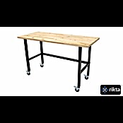 Rikta Werkbank mit Rollen (L x B: 140 x 60 cm, Arbeitshöhe: 84 cm, Belastbarkeit: 200 kg, Natur/Schwarz) | BAUHAUS