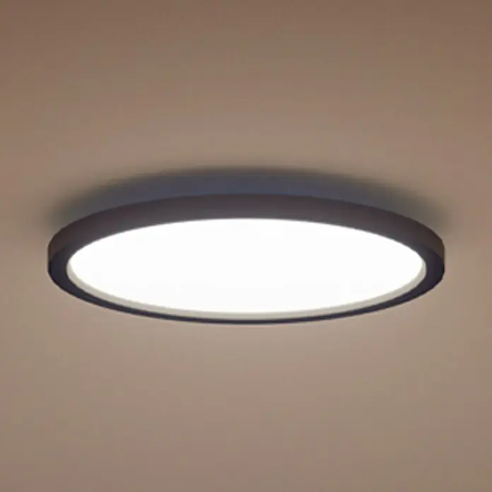 Philips Hue LED-Panel rund White Ambience Aurelle - 21 W, Ø x H: 39,5 x 4,7 cm, Schwarz, Warmweiß - Moderne Deckenleuchte mit runder Form und schlankem Design. Die Lampe sorgt für eine gleichmäßige und angenehme Ausleuchtung des Raumes.