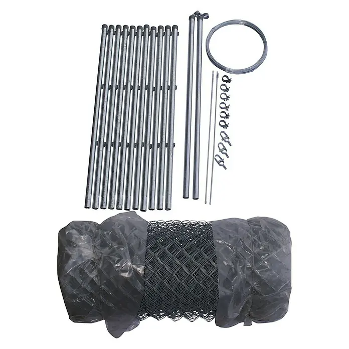 Hadra Maschendrahtzaun-Set - 25 x 0,8 m, Drahtstärke: 2 mm, Silber, Verzinkt - Ein Zaunbausatz mit Maschendrahtrolle, Pfosten, Draht und Zubehör für die einfache Installation eines stabilen Zauns.