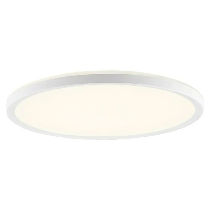 Brilliant LED-Deckenleuchte rund Lunera - 18 W, Ø x H: 29,3 x 2,9 cm, Weiß, Warmweiß - Eine minimalistische, runde Deckenleuchte in Weiß, die ein warmes, diffuses Licht abgibt und sich ideal für moderne Innenräume eignet.