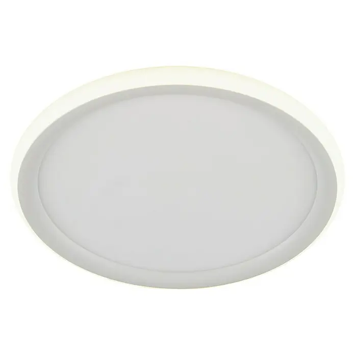 Brilliant LED-Deckenleuchte rund Carlos - 16 W, Ø x H: 30 x 2,9 cm, Weiß, Neutralweiß - Nahaufnahme einer runden, weißen LED-Deckenleuchte, die modernes Design und Energieeffizienz vereint.