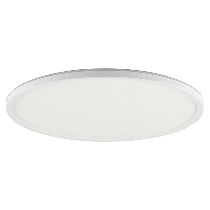 Brilliant LED-Deckenleuchte rund Lunera - 22 W, Ø x H: 42 x 2,9 cm, Weiß, RGBW - Nahaufnahme einer weißen LED-Deckenleuchte mit runder Form und minimalistischem Design, ideal für moderne Innenräume.