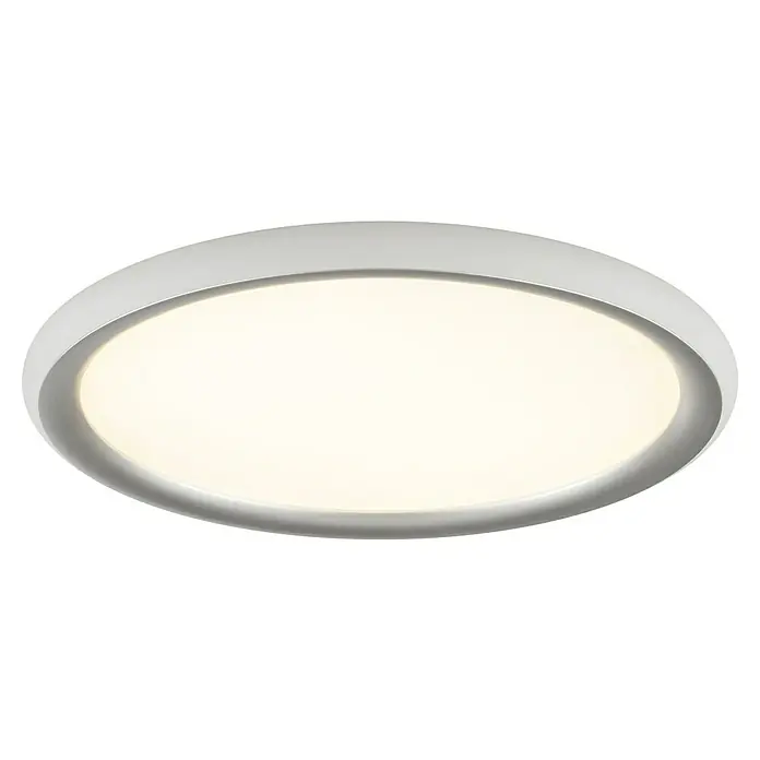 Brilliant LED-Deckenleuchte rund Carlos - 16 W, Ø x H: 30 x 2,9 cm, Weiß, Warmweiß - Eine moderne, runde LED-Deckenleuchte in Weiß, die helles, gleichmäßiges Licht spendet und sich ideal für Wohnräume eignet.