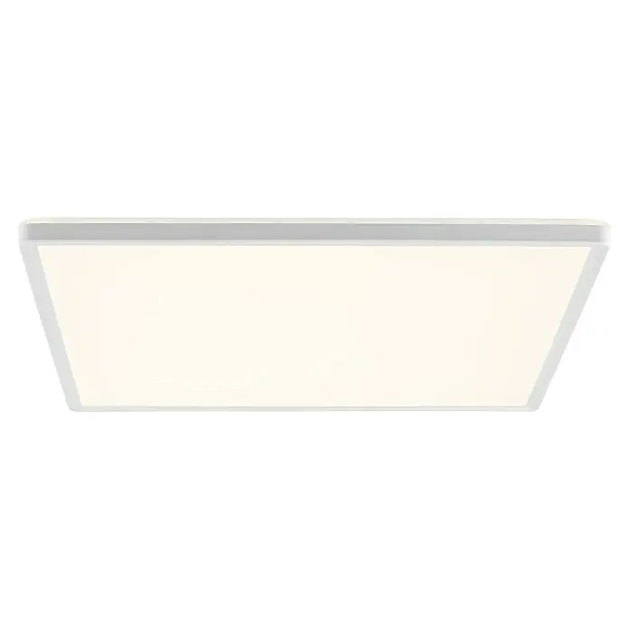 Brilliant LED-Deckenleuchte Lunera - 22 W, L x B x H: 42 x 42 x 2,9 cm, Weiß, Neutralweiß - Eine quadratische, flache LED-Deckenleuchte mit einem schlichten, weißen Rahmen, die ein helles, gleichmäßiges Licht spendet. Perfekt für moderne Räume.