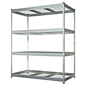 Schwerlastregal Yukon Rivet (H x B x T: 160 x 150 x 80 cm, Traglast pro Boden: 350 kg, Anzahl Böden: 4 Stk., Stecken, Silber) | BAUHAUS