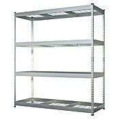 Schwerlastregal Yukon Rivet (H x B x T: 180 x 160 x 60 cm, Traglast pro Boden: 350 kg, Anzahl Böden: 4 Stk., Stecken, Silber) | BAUHAUS