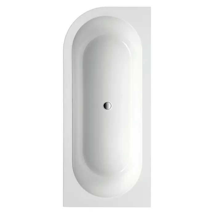 Ottofond Badewanne Siesta Corner - 178 x 78 cm, Sanitäracryl, Weiß, Links - Eine moderne, weiße Badewanne in minimalistischem Design, ideal für jedes Badezimmer. Die ovale Form sorgt für Komfort.