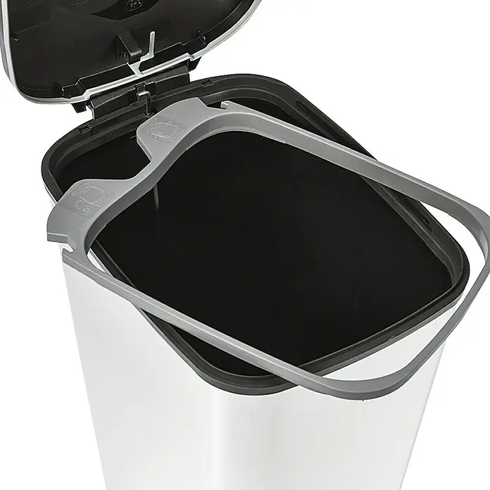 KIS Treteimer Chic - 45 l, Kunststoff, Schwarz/Silber - Offener, eckiger Mülleimer mit grauem Einsatz zur Befestigung von Müllbeuteln. Praktisch und stilvoll für jeden Raum.