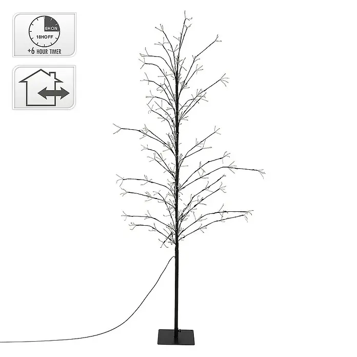 ECD Germany Künstlicher Weihnachtsbaum Leuchtbaum mit 480 LEDs inkl. Timer für Innen & Außen IP44 Warmweiß - Höhe: 180 cm, Black, LED-Beleuchtung - Abbildung eines dekorativen LED-Baums mit Timerfunktion, ideal für stimmungsvolle Innenräume und festliche Beleuchtung.