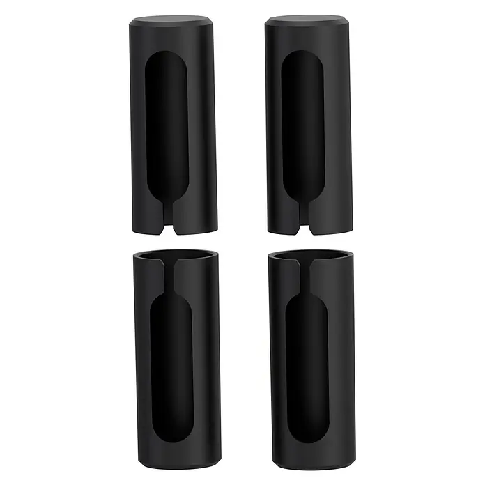 Diamond Doors Black Edition Türbandhaube - Schwarz, Passend für: 2‑teilige Holztürbänder und Holzzargen - Vier schwarze, zylindrische Flaschenhalter mit Aussparungen zur Aufnahme von Flaschen. Ideal für Gastronomie und den privaten Gebrauch.