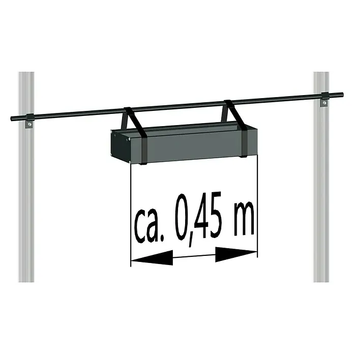 KGT Gewächshaus-Regal - 17 x 45 x 9 cm, Schwarz - Abbildung eines Produkts mit der Angabe "ca. 0,45 m", das die ungefähre Länge oder Größe des Produkts angibt.