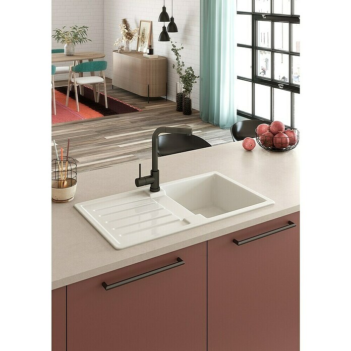 Atron Fregadero encastrable Munich (49,6 x 85 cm, Acrílico, Blanco)