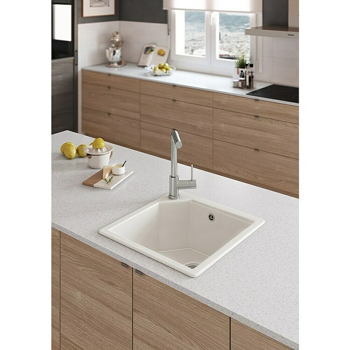 Atron Fregadero encastrable Hamburgo (47,5 x 47,5 cm, Acrílico, Blanco)