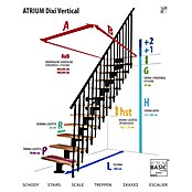 Atrium Stepenice s prilagodljivom visinom i dubinom gazišta Dixi Vertical  (Boja metala: RAL 9006, Širina: 80 cm, Ravni oblik, Visina kata: 222 cm - 300 cm) | BAUHAUS