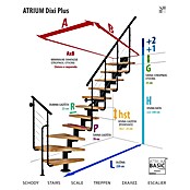 Atrium Stepenice s prilagodljivom visinom i dubinom gazišta Dixi Plus  (Boja metala: RAL 9006, Širina: 70 mm, Zavojite, 1/4 kruga, Visina kata: 222 cm - 300 cm) | BAUHAUS