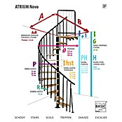 Atrium Spiralne stepenice Novo  (Boja metala: RAL 9005, Promjer: 140 cm, Visina kata: 271,4 cm - 313,5 cm) | BAUHAUS