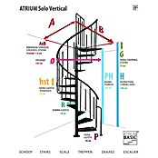Atrium Spiralne stepenice Solo Vertical 120 S  (Boja metala: RAL 9005, Promjer: 120 cm, Visina kata: 264 cm - 286 cm) | BAUHAUS