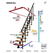 Atrium Stepenice s prilagodljivom visinom i dubinom gazišta Dixi  (Boja metala: RAL 9006, Širina: 70 cm, Ravni oblik, Visina kata: 222 cm - 300 cm) | BAUHAUS