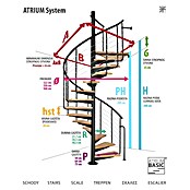Atrium Spiralne stepenice System  (Boja metala: RAL 9006, Promjer: 168 cm, Visina kata: 280 cm - 300 cm) | BAUHAUS
