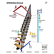 Atrium Sporedne stepenice Mini Vertical  (Boja metala: RAL 9005, Širina: 60 cm, Visina kata: 222 cm - 300 cm) | BAUHAUS