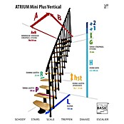 Atrium Sporedne stepenice Mini Plus Vertical  (Boja metala: RAL 9005, Širina: 60 cm, Bukva, Visina kata: 222 cm - 300 cm) | BAUHAUS