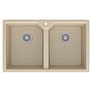 Atron Fregadero encastrable Berlín (49,5 x 81,6 cm, Material compuesto, Crema)