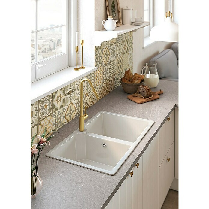 Atron Fregadero encastrable Berlín (49,5 x 81,6 cm, Acrílico, Blanco)